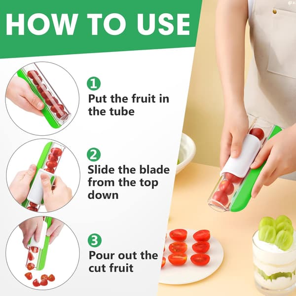 Grape Cutter Tomato Slicer, Multifunctional Small Fruit Slicer, Kitchen Accessory Fruit Vegetable Slicer, Grape Cutter for Toddlers (Green)