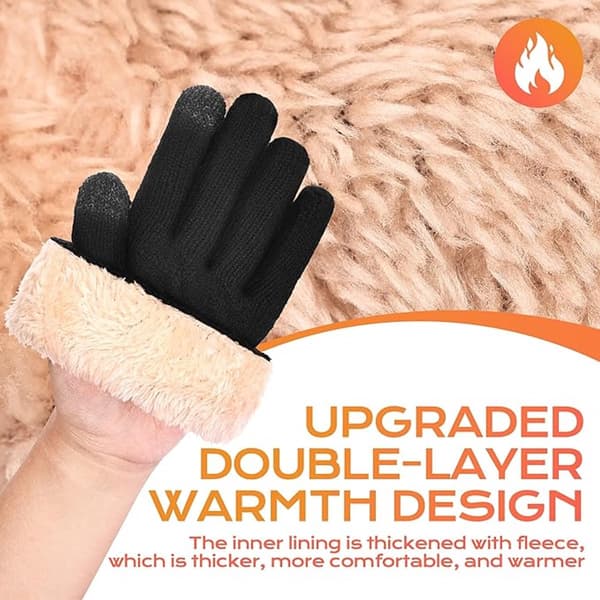 Unisex Insulated Gloves - Warm & Comfortable - with Thick Fleece Lining - Five-Finger Design