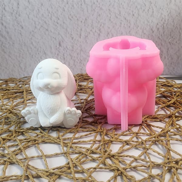 Silikoneform 3D Kaniner Lysforme Støbeforme Lysfremstillingsforme