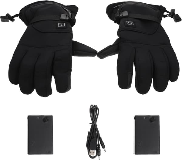 Opvarmede touchscreen-handsker, sorte, af nylon og bomuld
