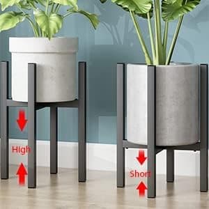 Justerbart svart metallväxtställ - Rund (20,5-30,5 cm bredd) för blomkrukor inomhus