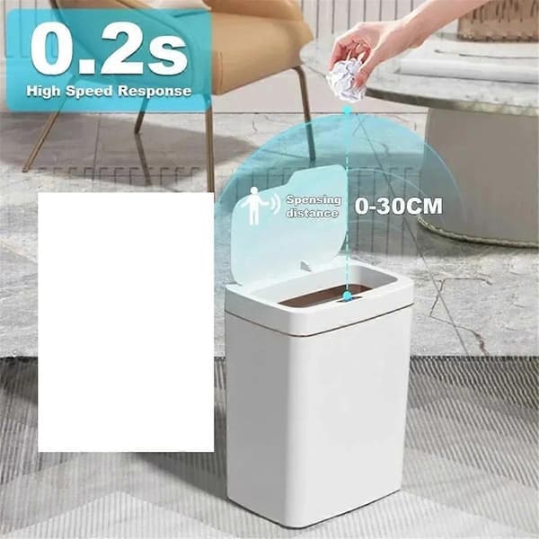 Intelligent Bathroom Trash Can Electronic Trash Can White Slim Intelligent Sensor Trash Can Smart H