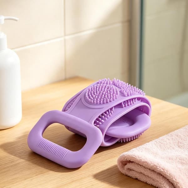 Kropsrenser af silikone – dobbeltsidet bælte til badet, rensebørste -