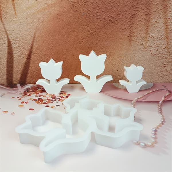 Silikoneform Tulipaner Støbeforme Ornament Gipsforme til Fest