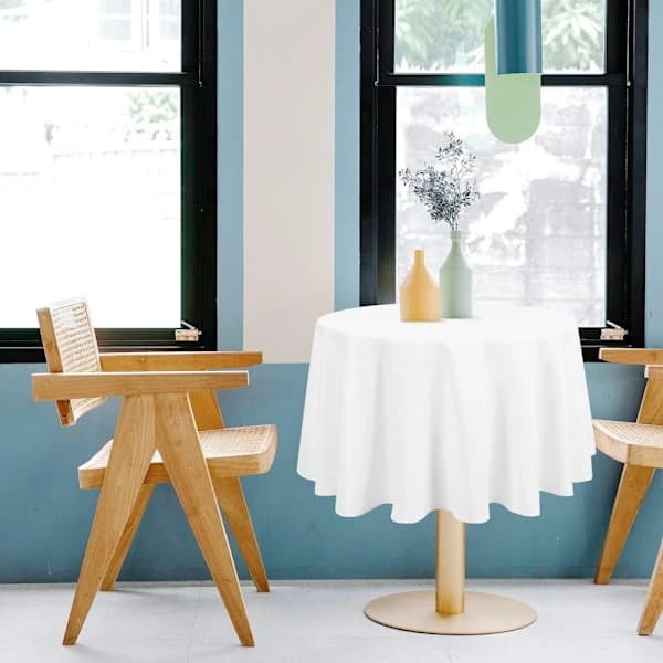Rund dug, vaskbar, rynke- og pletafvisende polyester til bryllupper, fester, begivenheder, hvid 213 cm, 3-pak