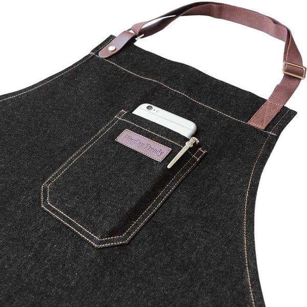 Professional Kitchen Apron - Denim - Black - With Pockets - Unisex Svart