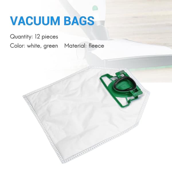 12-pack non-woven dammsugarpåsar för Vorwerk Kobold VK200/FP200 dammsugartillbehör
