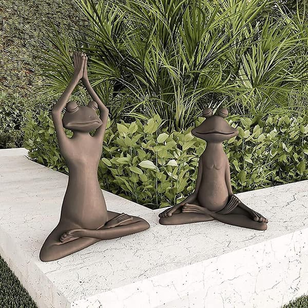 Groda Staty Utomhusdekoration, Meditationsgroda Trädgårdsstaty, Yoga Groda Djurstaty Zen Konst Staty