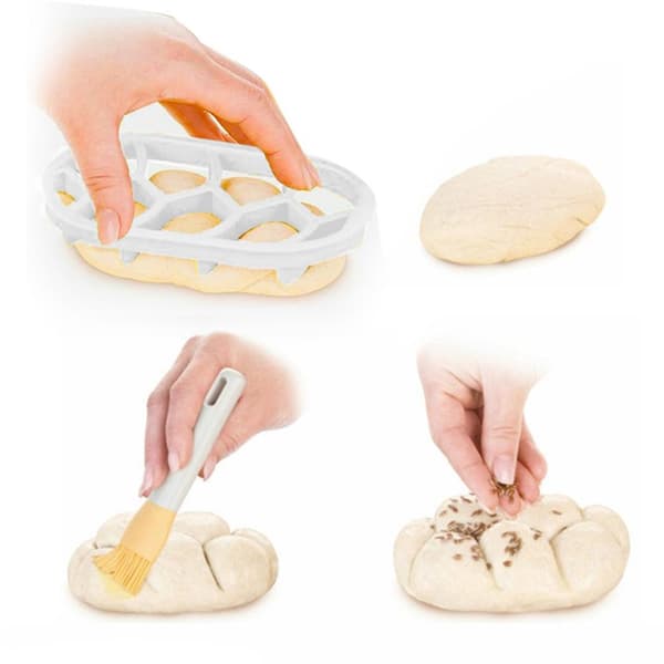 2 stk deigpresseformer sett baking brød boller form plast bakverkutstikker