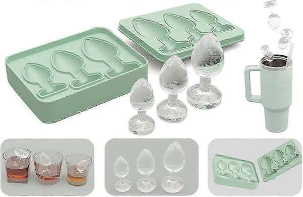 Prank Butt Plug Shaped Ice Cube Trays, Funny Silicone Mold For DIY Cake Chocolate Candy Green