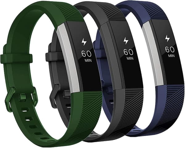Armbånd kompatible med Fitbit Alta og Fitbit Alta HR, 3-pak bløde silikonebånd til Fitbit Alta HR-armbånd med sikker metalspænde til [DB]