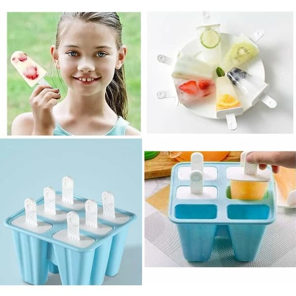 Popsicle-forme, 6-cellede silikoneforme til ispinde, isforme til hjemmelavede frosne ispinde