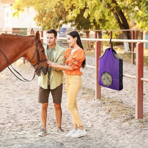 Practical and Beautiful Premium Durable Horse Slow Feed Hay Bag with Metal Snap and Heavy Duty Adjustable Strap