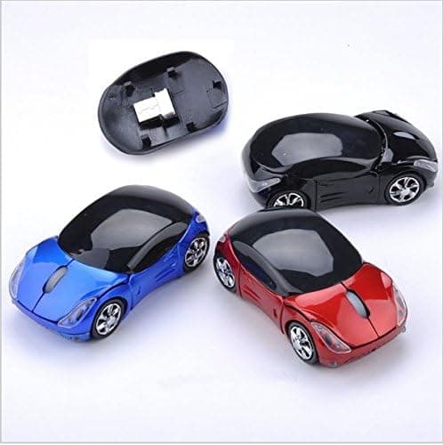 2.4G Wireless Mouse 3D Race Car Mouse, Wireless Car Optical Computer Mouse USB Receiver for Laptop PC (Car Mouse, Black)
