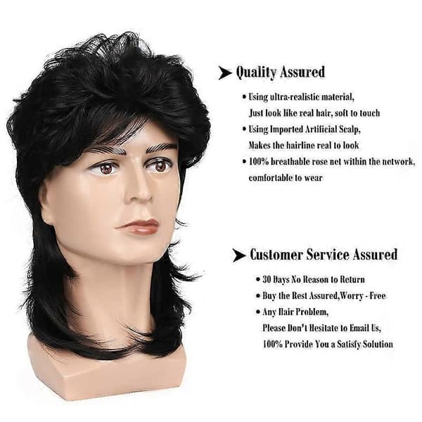 Mullet Peruk Halloween Cosplay Kostym Peruker för Maskerad
