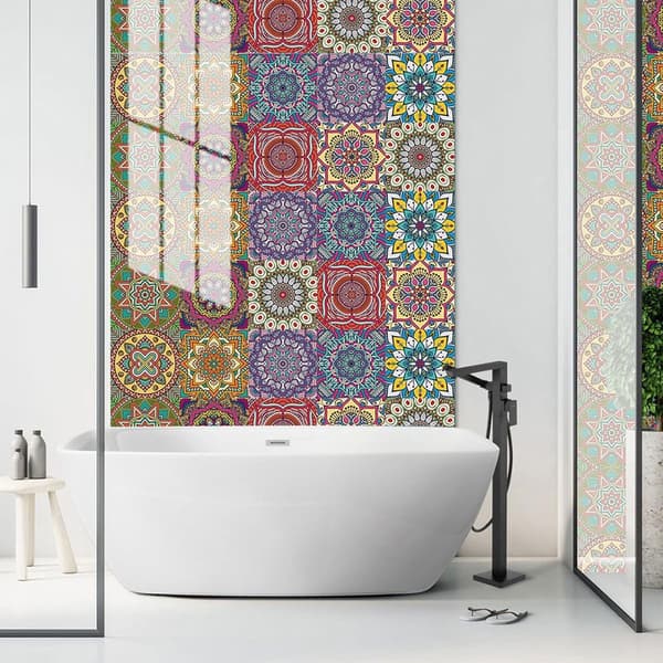 20 Tile Stickers - Moroccan, Wall Tile Decals, Self-Adhesive Splashback - DIY - for Kitchen, Bathroom - 15*15 cm