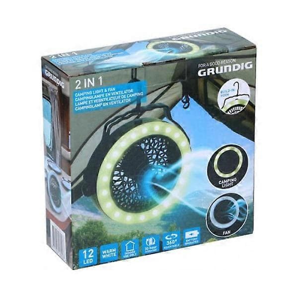 Campinglampe med ventilator - Batteridrevet - LED Sort