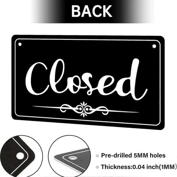 Practical and Beautiful Double-Sided Open/Closed Sign with Opening Hours