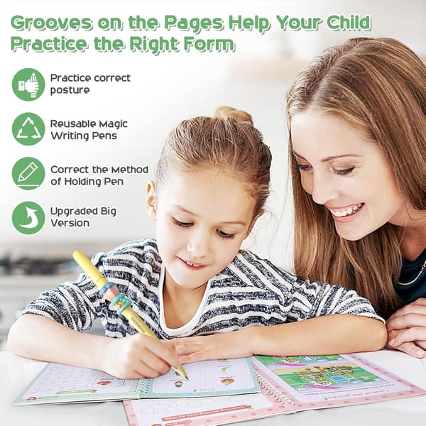 Magic Calligraphy Practice Book, Reusable Magic Pen, Letters and Numbers, Template Design, Pen Control Training, Puzzles, Early Education