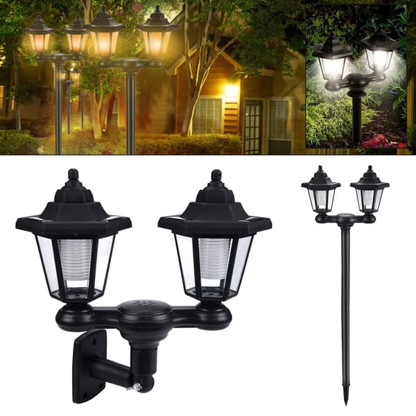 Dual Head Hexagonal Solar Garden Light Automatic Lighting Lawn Lamp for Backyard Parks Dual dual