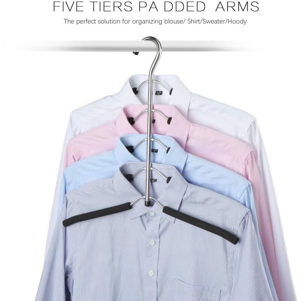 Hanger. 5-in-1 Magic Multifunctional Metal Hanger Non-slip Hanger with Multi-layer EVA Sponge for Jeans