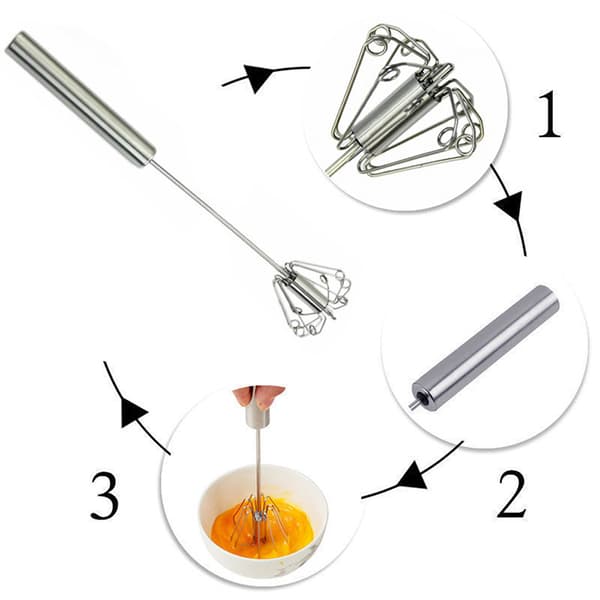 Semi-automatic Mixer Egg Beater Self-turning Stainless Steel Wh black black B