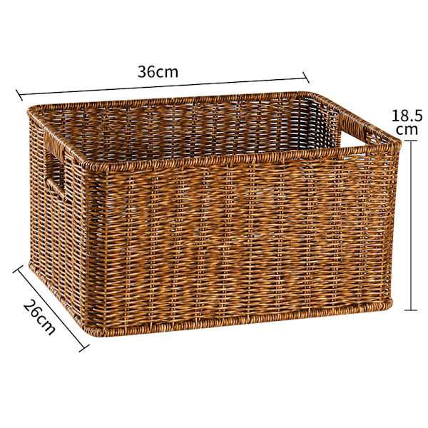 Woven Storage Basket Shelf Storage Basket Stackable Shelf Organizer Basket with Handles Rectangle M