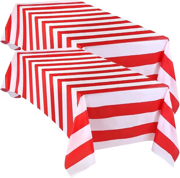 2 Pcs Striped Tablecloth Simple Striped Tablecloth Party Tablecloth