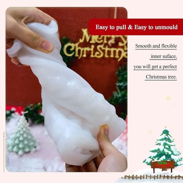 Julelysforme, 3D Juletræ Silikoneform til Lysfremstilling, DIY Håndværk Harpiksform til Duftlys, Sæbe, Slik, Chokolade
