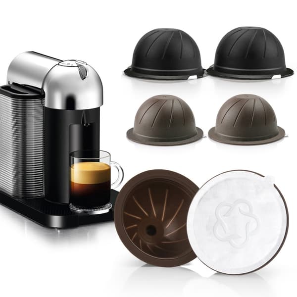 Coffee Capsule Shell for Nespresso Vertuo Plus - Black/Brown + 100 al