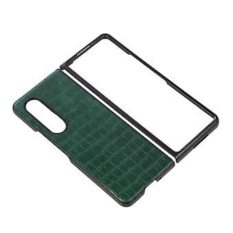 Krokodilmönstrat PU-läderfodral för Samsung Galaxy Z Fold4 (grön)