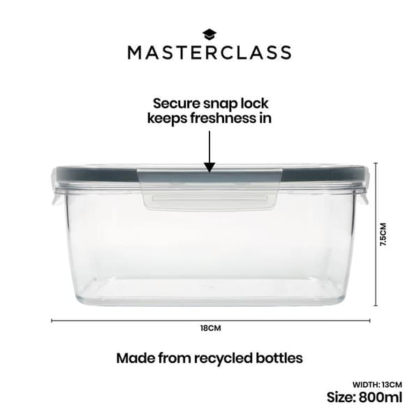 MasterClass Eco Snap Madopbevaringsbeholder - 0,8L Rektangulær