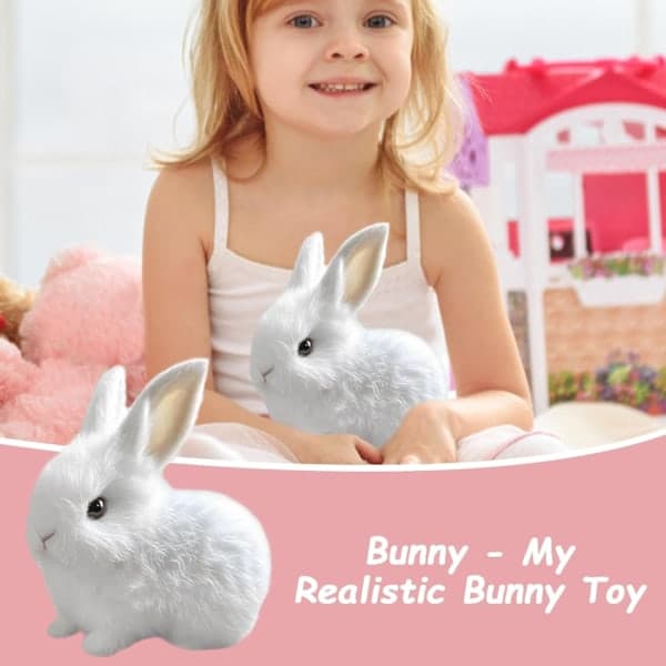 Interactive Rabbit Plush Toy, Realistic Hopping Rabbit Toy Interactive Rabbit Toy for Easter, Electric Rabbit Toys (Pink) White