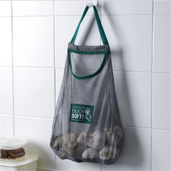 Reusable Kitchen Fruit Vegetables Garlic Onion Hanging Storage Breathable Mesh Bags Kitchen Organizer