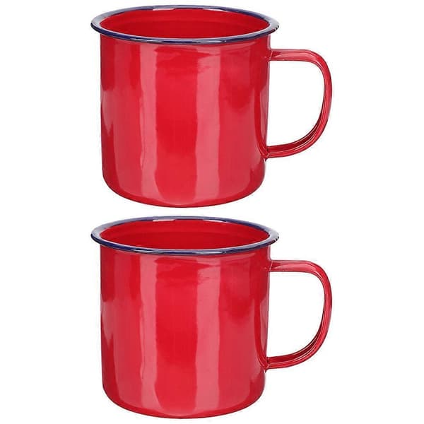 2 pcs Enamel Mug Enamel Camping Coffee Mug Reusable Enamel Tea Water Drinking Cup