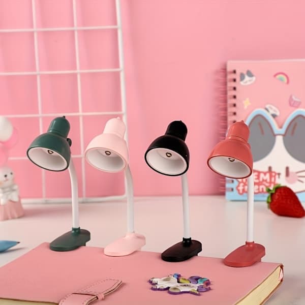 Clip Small Table Lamp, Portable Book Clip Night Light, Random Angle Rotating Freely Bendable White