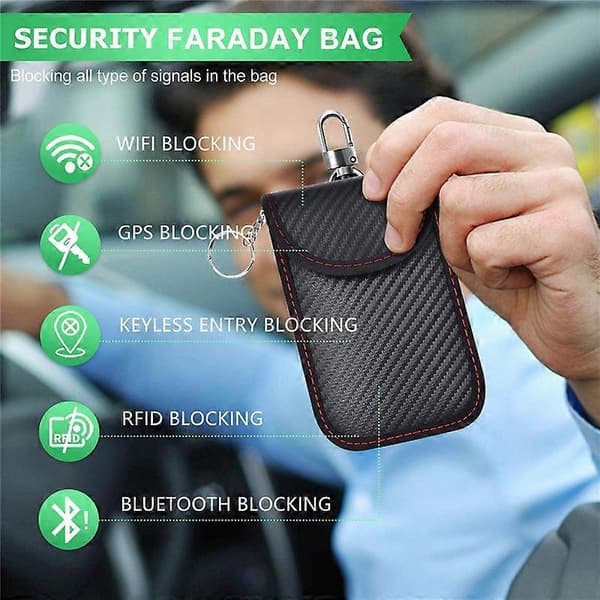2-pak Faraday-pose til bilnøgler, tyverisikret Faraday-taske til bilnøgler, RFID-bilnøglesignal