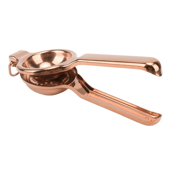 Stainless Steel Lemon Squeezer Ergonomic Ultra-Long Handle Handheld Juicer with Lifting Ring for Kitchen Rose Gold