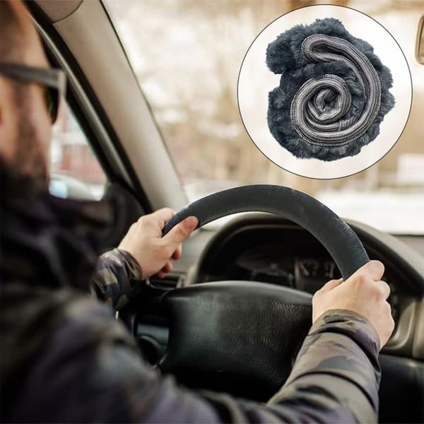 Mjuk rattmuff - vintergrå, rattmuff för bil