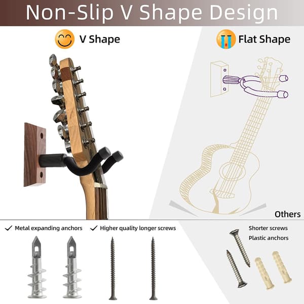 Väggmonterat gitarrhängare för akustiska och elgitarrer_xx Brun Brown