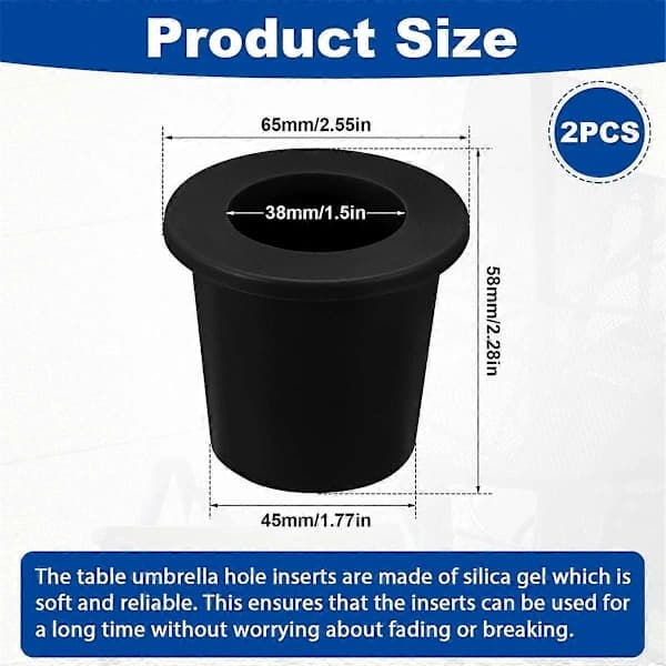 2 Pcs Umbrella Table Ring Hole, Silicone Umbrella Cone Wedge Plug Sleeve Patio Adapter Umbrella Table Hole Insert
