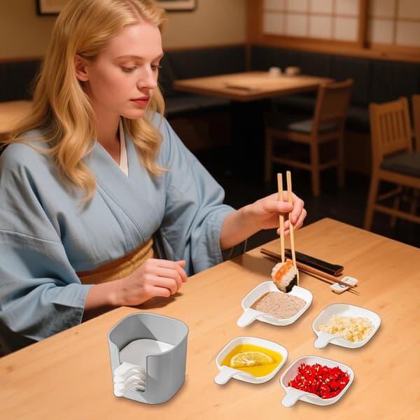 Sauce bowl, dip bowl, serving tray, with handle, stackable, ideal for yogurt, cooking, restaurants (FMY)
