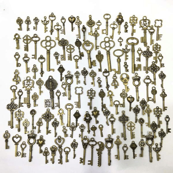 125 st Vintage Skelettnyckelberlocker, Blandade Antik Stil Brons