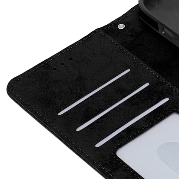 2-i-1 Lommebokdeksel Magnetisk Avtakbart Lær Telefondeksel for iPhone 13 Pro Svart