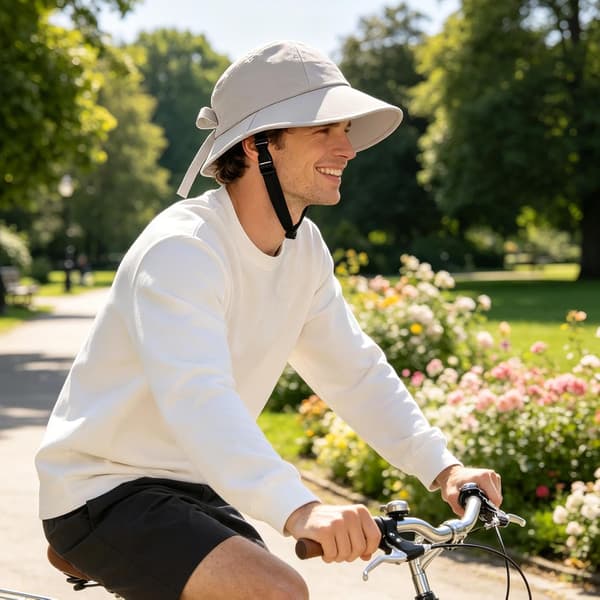 sykkelhjelm i hatteform sykkelbeanie med bredere brem og beige - beige