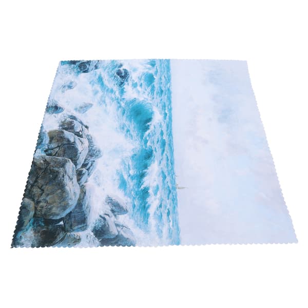 Natural Relaxed Style, Easy Clean Polyester Tablecloth with Ocean Wave and Stone Pattern, 140x220cm, Restaurant Decoration
