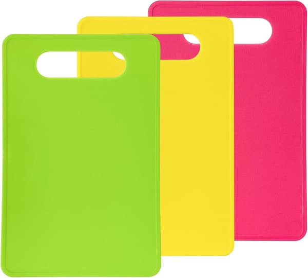 3-pack Kitchen Cutting Boards, Plastic Cutting Boards with Easy-Grip Handle for Kitchen, Non-Slip Cutting