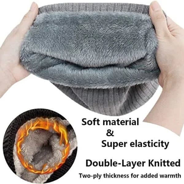 Vinterhettegensere for menn og kvinner med fleece-skjerf - 1-pakning