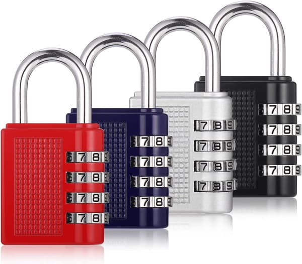 4-pack Kombinationshänglås, Tunga Metallkodlås, Vattentät
