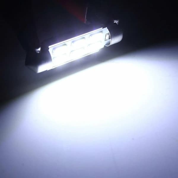 2 x Vit Canbus 42mm 5630 SMD 6 LED DC 12V Registreringsskyltsbelysning